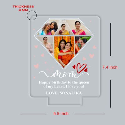 Personalised Mom Photo Collage LED Night Lamp Birthday Gift for Mother & Grandma Memorable Gift for Mom Mothers Day Gift Warm White Light & USB Powered